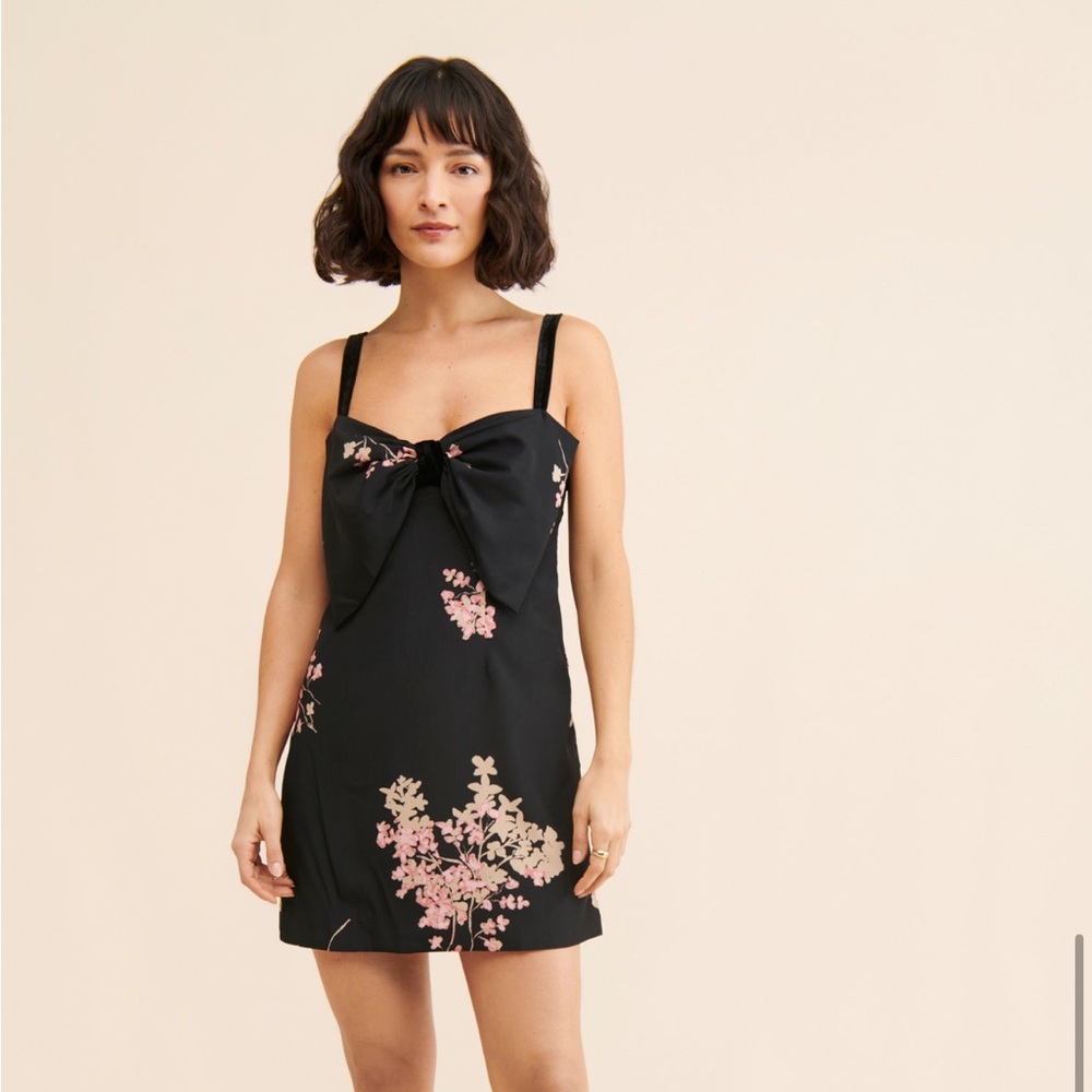 Free People Black and Pink Floral Mini Dress